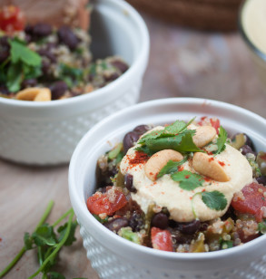 Quinoa and Black Beans with Cashew Queso Sauce